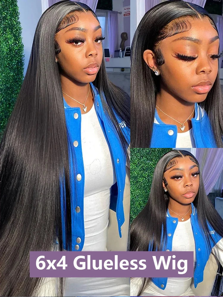 Glueless Human Hair Wigs Ready To Wear And Go Brazilian Bone Straight 6x4 5x5 HD Lace Closure Human Hair Wig For Women Cheaphair