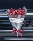 Mini Rose Bouquet Car Air Vent Clip Freshener Dried Flower Perfume Diffuser Gypsophila Fragrance Automobile Interior Accessories Red Gypsophila - IHavePaws