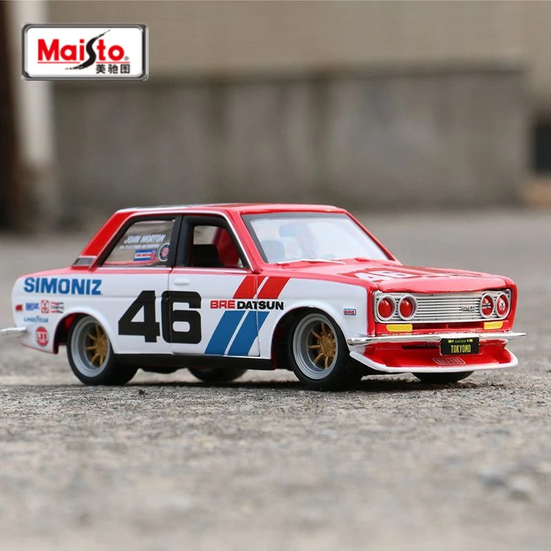 Maisto 1:24 1971 BRE Datsun 510 Alloy Racing Car Model Diecasts Metal Sports Car Model Simulation Collection Childrens Toy Gifts Red - IHavePaws