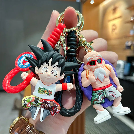Cartoon Anime Dragon Ball Son Goku Keychain 3D Doll Saiyan Kakarotto Kame Sennin Male and Female Car Key Chain Pendant Gift Toys - ihavepaws.com