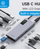 Hagibis USB C Hub With LCD Display Type C Multiport Adapter 4K HDMI-Compatible 100W PD Gigabit Ethernet For Macbook Pro iPad HP - IHavePaws