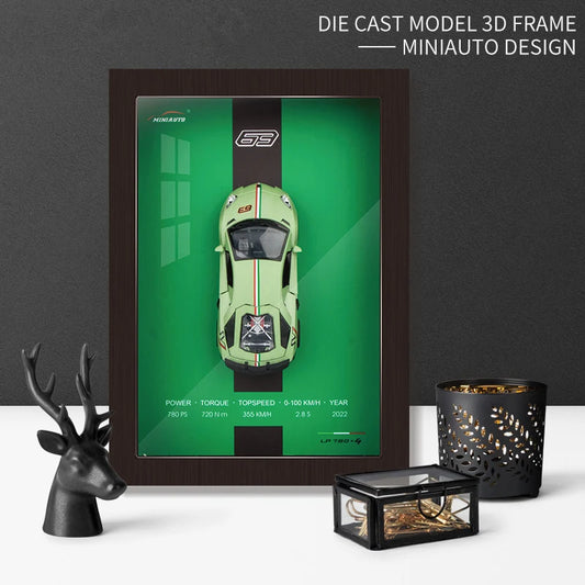 1:32 Photo Frame Version Alloy Metal Sports Car Model Simulation 3D Racing Car Hanging Painting Collection Kids Gifts Decoration - IHavePaws