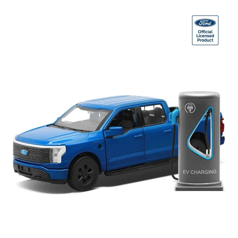 1:36 Ford Raptor F150 Pickup Alloy New Energy Car Model Diecast Metal Toy Off-road Vehicles Car Model Sound and Light Kids Gifts With Charging Blue - IHavePaws