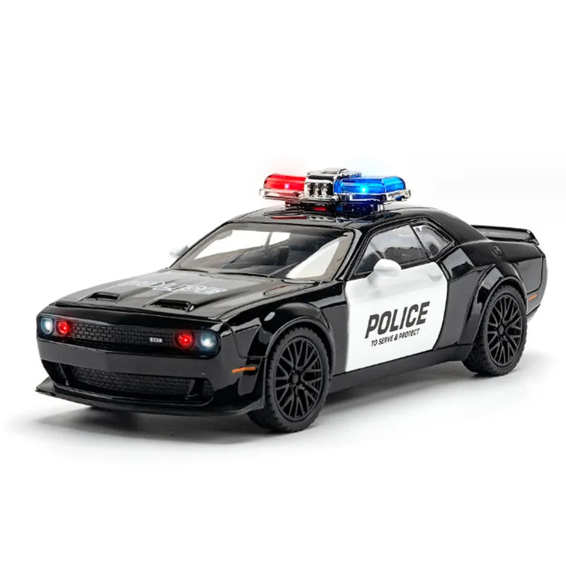 1:32 Dodge Challenger SRT Alloy Musle Car Model Diecasts Metal Sports Car Model Simulation Sound Light Collection Kids Toys Gift Police - IHavePaws