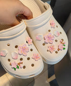 DIY Romantic Cherry Blossom Shoe Charms for Crocs Clogs Slides Sandals Garden Shoes Decorations Charm Set Accessories Kids Gifts Pink - ihavepaws.com