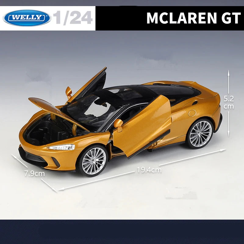 WELLY 1:24 McLaren GT Alloy Sports Car Model Diecast Metal Racing Vehicle Car Model High Simulation Collection Children Toy Gift