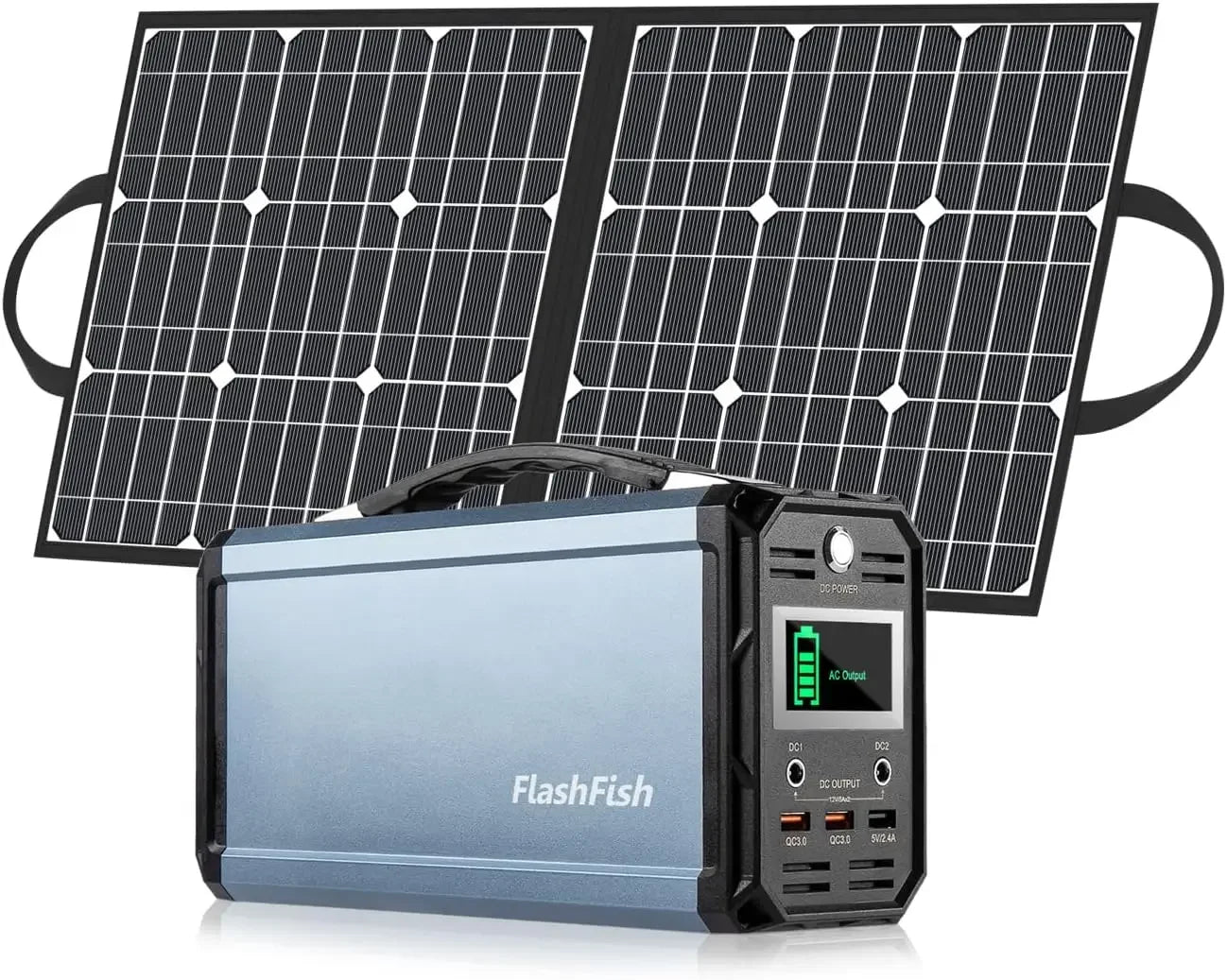 300W Solar Generator, FlashFish 60000mAh Portable Power Station Camping Potable Generator, CPAP Battery Recharged by Solar 222Wh + 50W Solar Panel - IHavePaws
