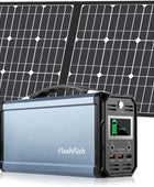 300W Solar Generator, FlashFish 60000mAh Portable Power Station Camping Potable Generator, CPAP Battery Recharged by Solar 222Wh + 50W Solar Panel - IHavePaws