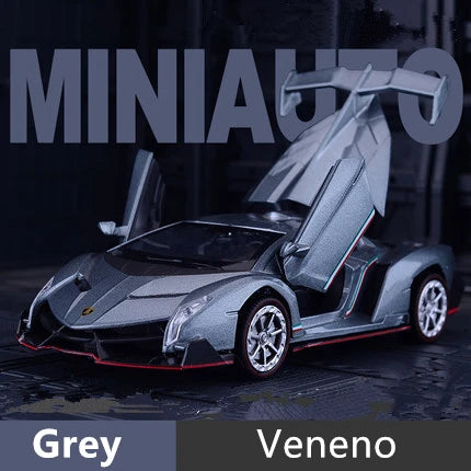 1:32 Veneno Alloy Sports Car Model Diecast & Toy Vehicle Metal Car Model Simulation Sound and Light Collection Children Toy Gift Gray - IHavePaws