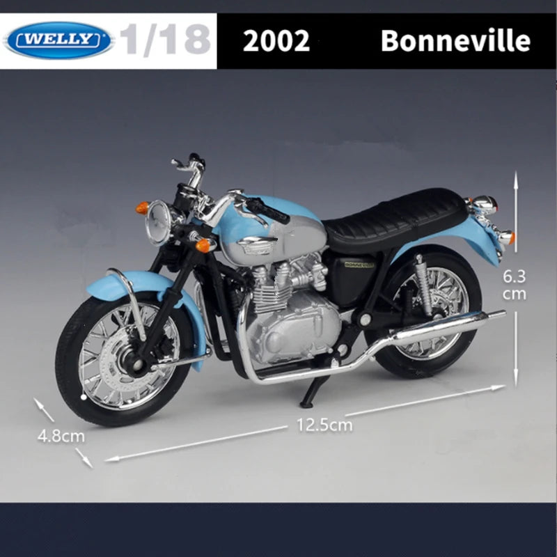 Welly 1:18 Triumph 2002 Bonneville Alloy Sports Motorcycle Model Diecasts Metal Street Motorcycle Model Collection Kids Toy Gift