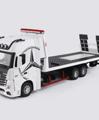 New Alloy Large Size Deck Flatbed Trailer Model Metal Heavy Semi Trailer Transport Vehicle Truck Car Model Sound Light Kids Gift White - IHavePaws