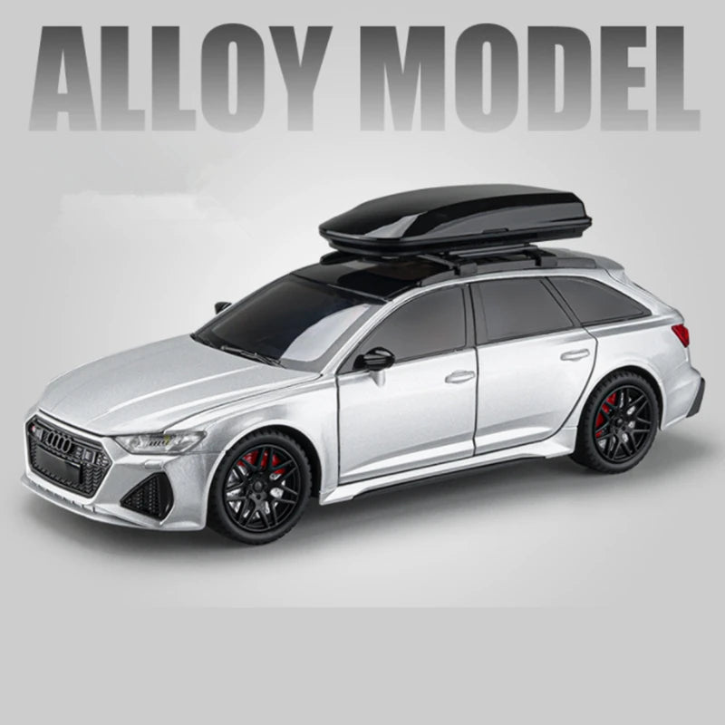 1/24 Audi RS6 Avant Station Wagon Track Alloy Racing Car Model Silvery - IHavePaws