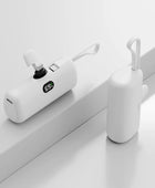 5000mAh Mini Fast Charge Power Bank Portable Lightweight External Battery For iPhone Samsung Xiaomi Built-in Lightning Plug White For Lightning / 5000mAh - IHavePaws