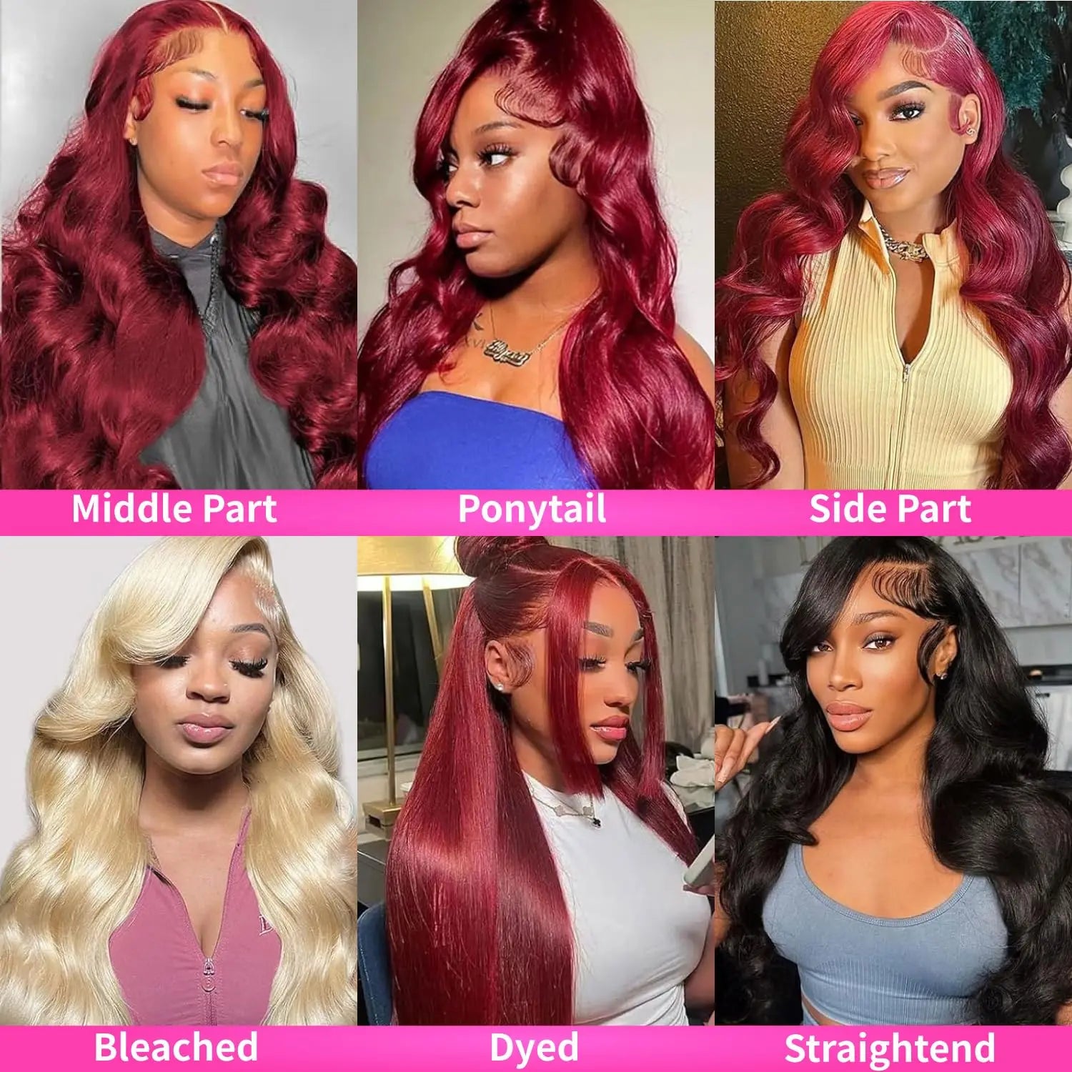 Burgundy Lace Front Wigs Human Hair, Human Hair Wig Glueless Pre Plucked Body Wave Lace Fornt Wigs Human Hair for Black Women