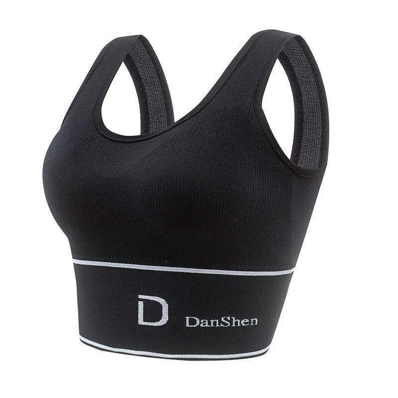 D-Shaped Underwear Women's bra Seamless Deep U-Shaped Back-Shaping Tube Top Yoga Sports Bra Without Steel Ring All-Match Base Black / One Size (38-60kg) - IHavePaws