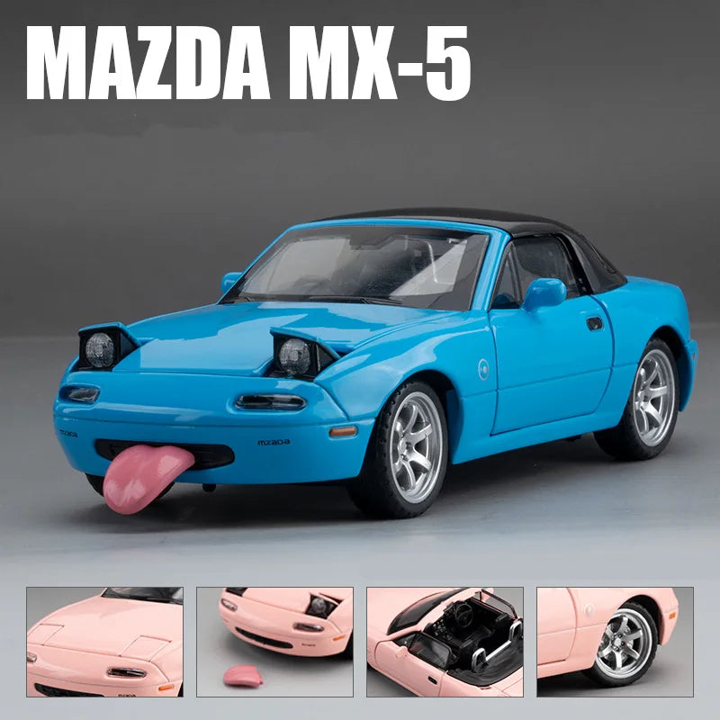 1:32 MAZDA MX-5 Alloy Sports Car Model Diecast Metal Toy Car Vehicle Model High Simulation Sound and Light Collection Kids Gifts Blue - IHavePaws