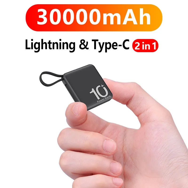 Mini Power Bank 30000mAh Portable External Battery Pack USB Type-C+Lightning - IHavePaws
