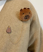 Cartoon Plush Capybara Corsage Cute Animal Badges Personality Brooch Clothing Backpack Pins Decor For Girls Kids Gift A1 - IHavePaws