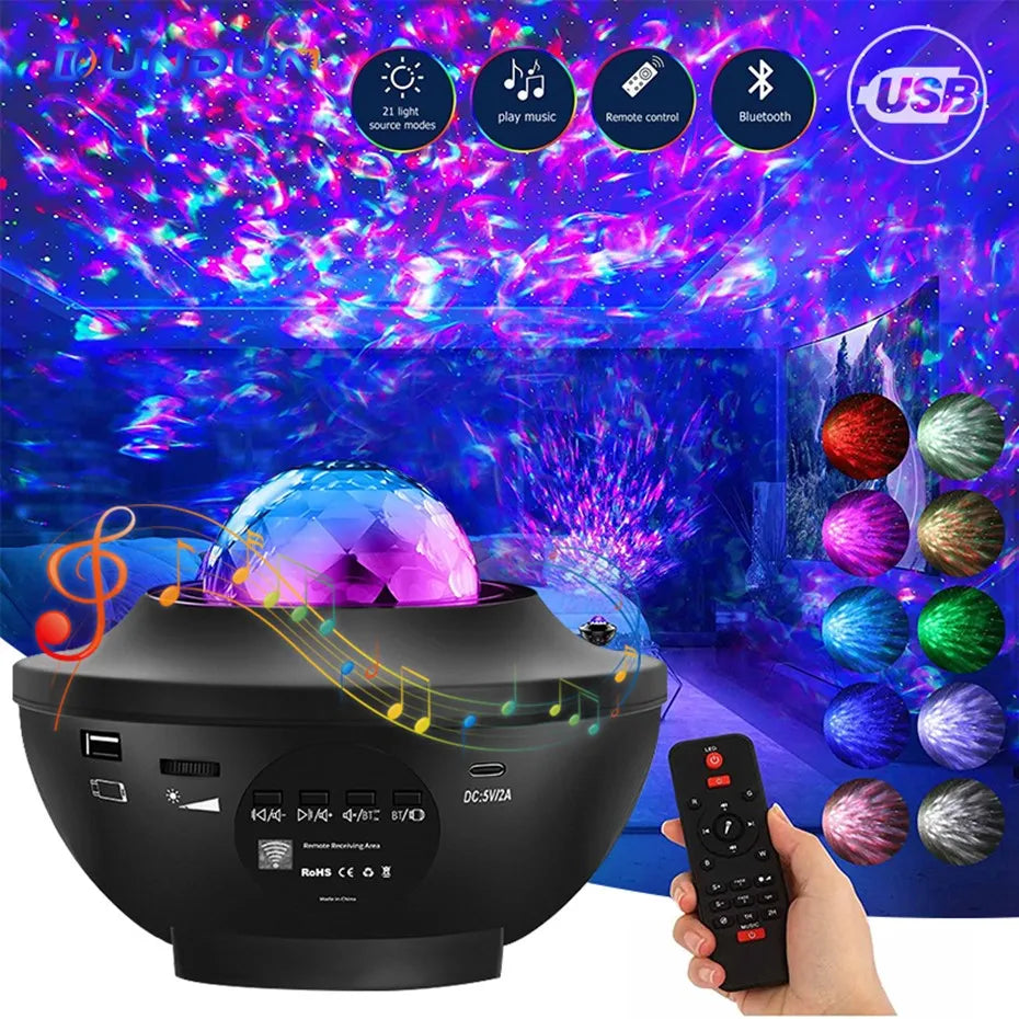 Colorful Starry Projector Galaxy Night Light with Bluetooth Music Player RGB - IHavePaws