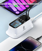 75W Multi USB 8-Port Smart Desktop Fast Charging Station LED Display PD 3.0 Type C Fast Charger for IPhone 14 13 12 IPad Samsung