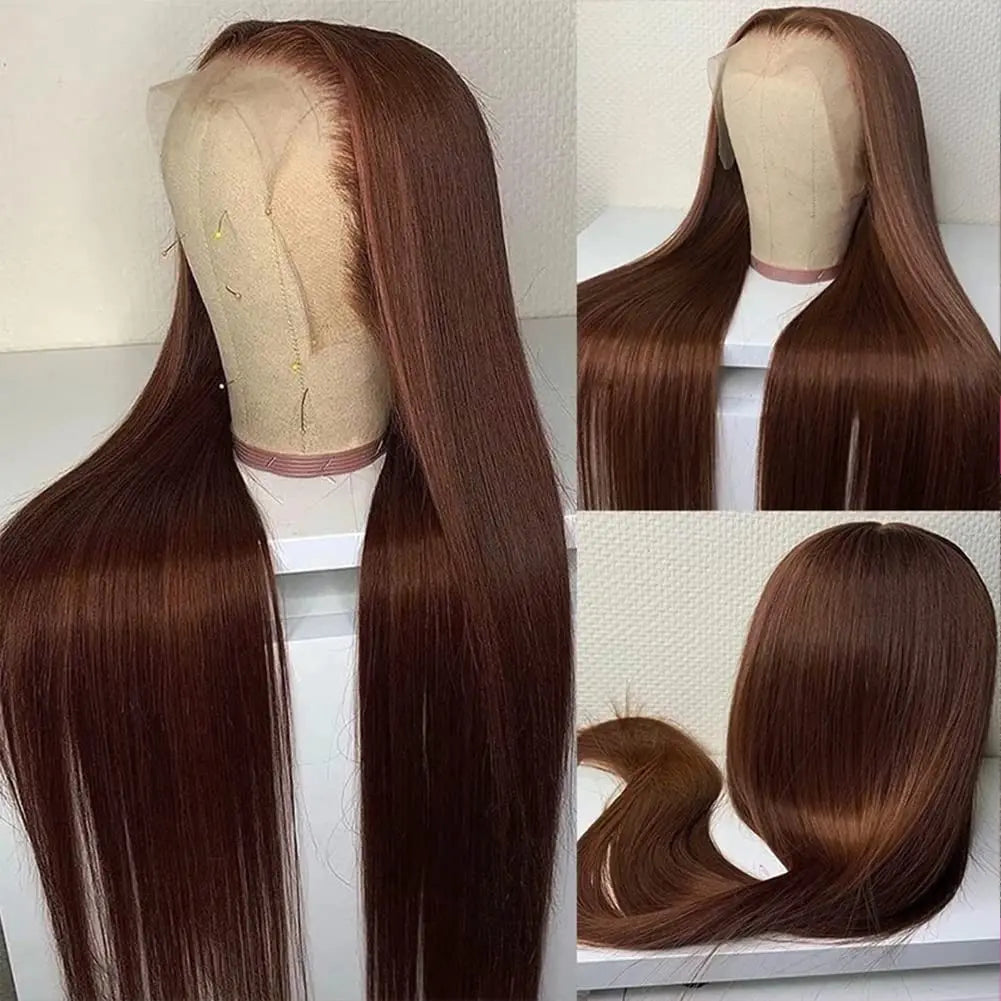 Chocolete Brown Bone Straight Lace Front Wigs Human Hair 13x6 13x4 Human Hair Lace Frontal Wigs Transparent Lace Wig For Women