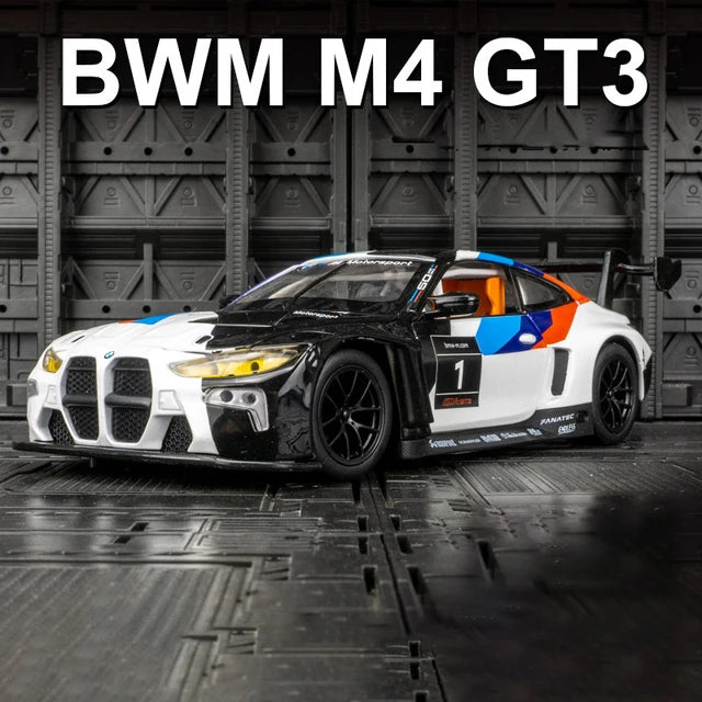 1:24 BMW CSL Alloy Track Racing Car Model Diecast Metal Toy Car Sports Model Simulation Sound and Light Collection Children Gift M6 GT3 white - IHavePaws