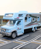 1:28 Alloy Luxury RV Caravan Vehicles Car Model Diecast Metal Camper Van Motorhome Touring Car Model Sound Light Kids Toys Gifts Blue - IHavePaws