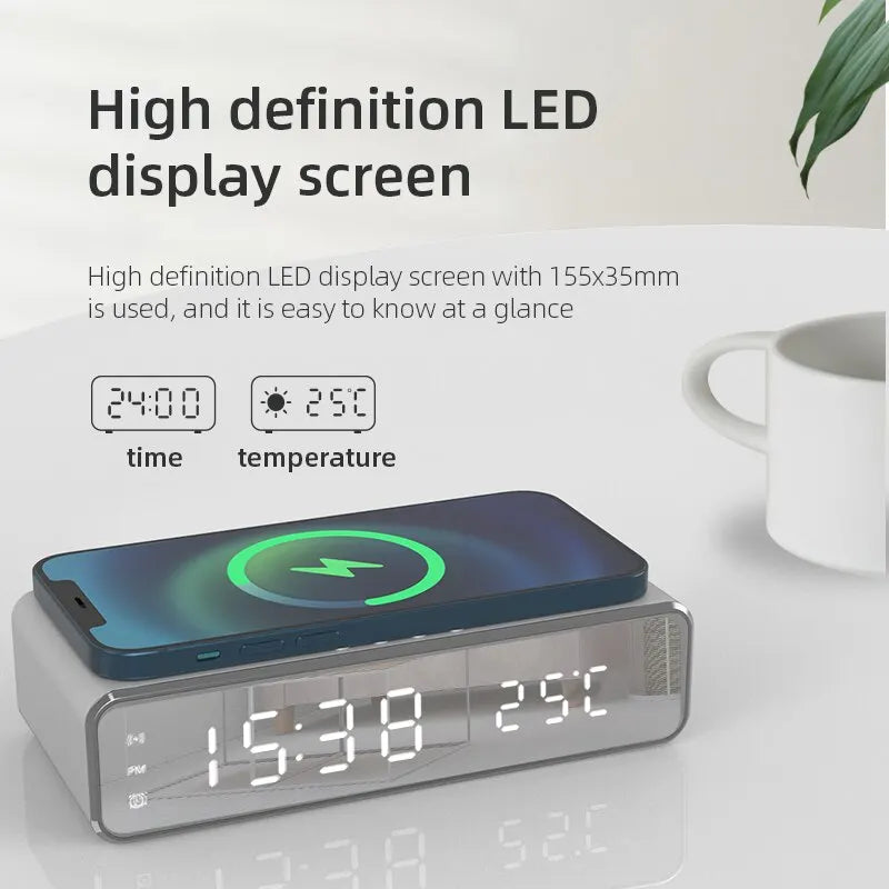 Wireless Charger Time Alarm Clock LED Digital Thermometer Earphone Phone Chargers Fast Charging Dock Station for iPhone Samsung - IHavePaws