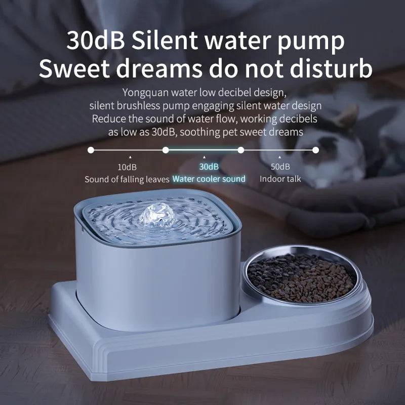 Cat Oasis 2in1: Automatic 3L Water Fountain and Feeding Bowl - IHavePaws