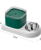 Cat Oasis 2in1: Automatic 3L Water Fountain and Feeding Bowl Green margin - IHavePaws