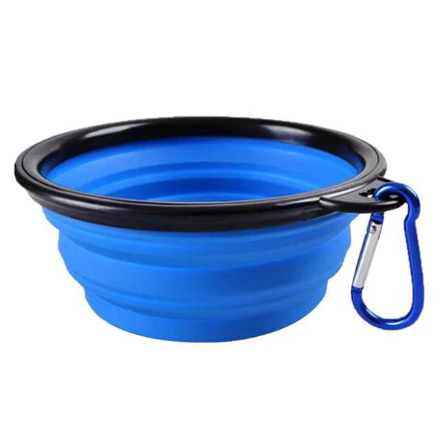 Collapsible Silicone Pet Bowl with Carabiner for Outdoor Adventures and Camping 350ml Blue / 350ml (13x9x5.5cm) - IHavePaws