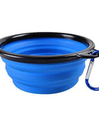 Collapsible Silicone Pet Bowl with Carabiner for Outdoor Adventures and Camping 350ml Blue / 350ml (13x9x5.5cm) - IHavePaws