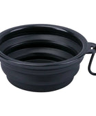 Collapsible Silicone Pet Bowl with Carabiner for Outdoor Adventures and Camping 350ml Black / 350ml (13x9x5.5cm) - IHavePaws
