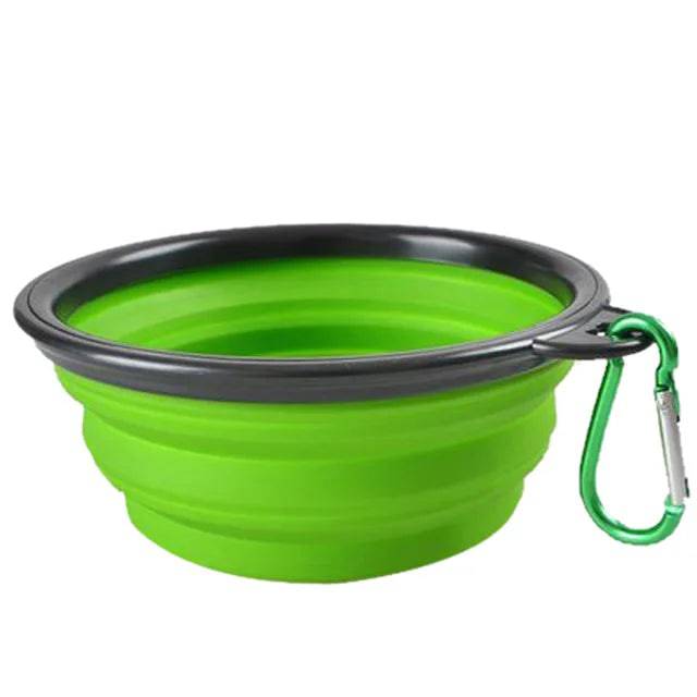 Collapsible Silicone Pet Bowl with Carabiner for Outdoor Adventures and Camping 350ml Green / 350ml (13x9x5.5cm) - IHavePaws