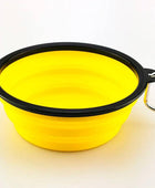 Collapsible Silicone Pet Bowl with Carabiner for Outdoor Adventures and Camping 350ml Yellow / 350ml (13x9x5.5cm) - IHavePaws