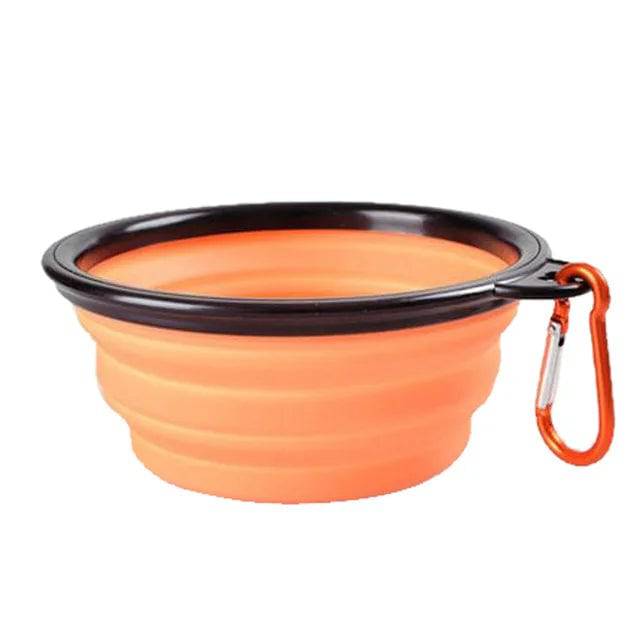 Collapsible Silicone Pet Bowl with Carabiner for Outdoor Adventures and Camping 350ml Orange / 350ml (13x9x5.5cm) - IHavePaws
