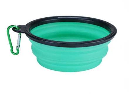 Collapsible Silicone Pet Bowl with Carabiner for Outdoor Adventures and Camping 350ml Light Green / 350ml (13x9x5.5cm) - IHavePaws