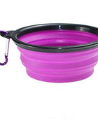 Collapsible Silicone Pet Bowl with Carabiner for Outdoor Adventures and Camping 350ml Violet / 350ml (13x9x5.5cm) - IHavePaws