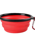 Collapsible Silicone Pet Bowl with Carabiner for Outdoor Adventures and Camping 350ml Red / 350ml (13x9x5.5cm) - IHavePaws