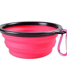 Collapsible Silicone Pet Bowl with Carabiner for Outdoor Adventures and Camping 350ml Pink / 350ml (13x9x5.5cm) - IHavePaws