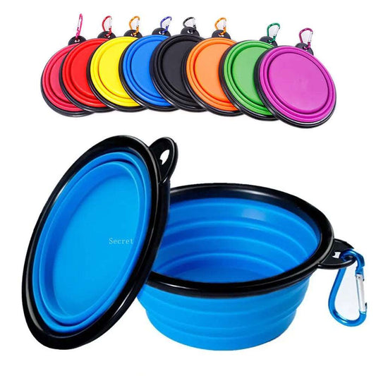 Collapsible Silicone Pet Bowl with Carabiner for Outdoor Adventures and Camping 350ml - IHavePaws
