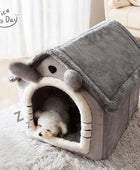 Foldable Plush Dog House with Adorable Ears Grey+White / S - IHavePaws