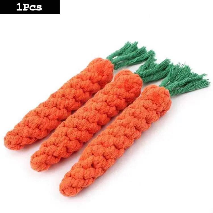 Dog toy for cleaning Teeth carrot, knot rope, ball, cotton rope, dumbbell puppy C 22x3cm - IHavePaws