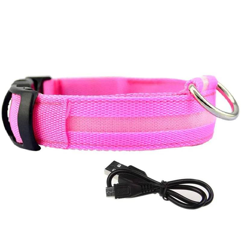 GlowGuard LED Dog Collar: Keep Your Pet Safe and Stylish in the Dark Pink usb charging / XS neck 28-40cm - IHavePaws