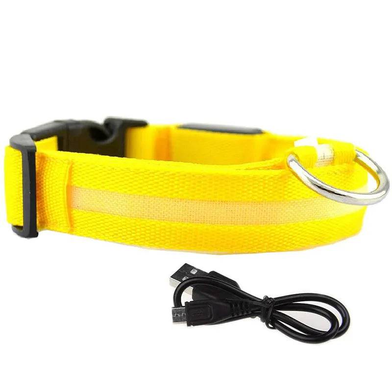 GlowGuard LED Dog Collar: Keep Your Pet Safe and Stylish in the Dark Yellow usb charging / XS neck 28-40cm - IHavePaws