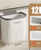 Kitchen Trash Can Wall Mounted Hanging Trash Bin 12L White no Lid - IHavePaws