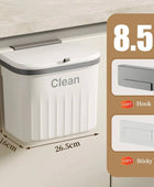 Kitchen Trash Can Wall Mounted Hanging Trash Bin 8.5L White with Lid - IHavePaws