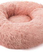 Cozy Round Cat Bed Zipper Leather Pink / 40cm - IHavePaws