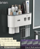 Magnetic Adsorption Inverted Toothbrush Wall Holder Gray 2cup 4 sticker - IHavePaws