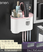 Magnetic Adsorption Inverted Toothbrush Wall Holder Pink 1cup 2 sticker - IHavePaws